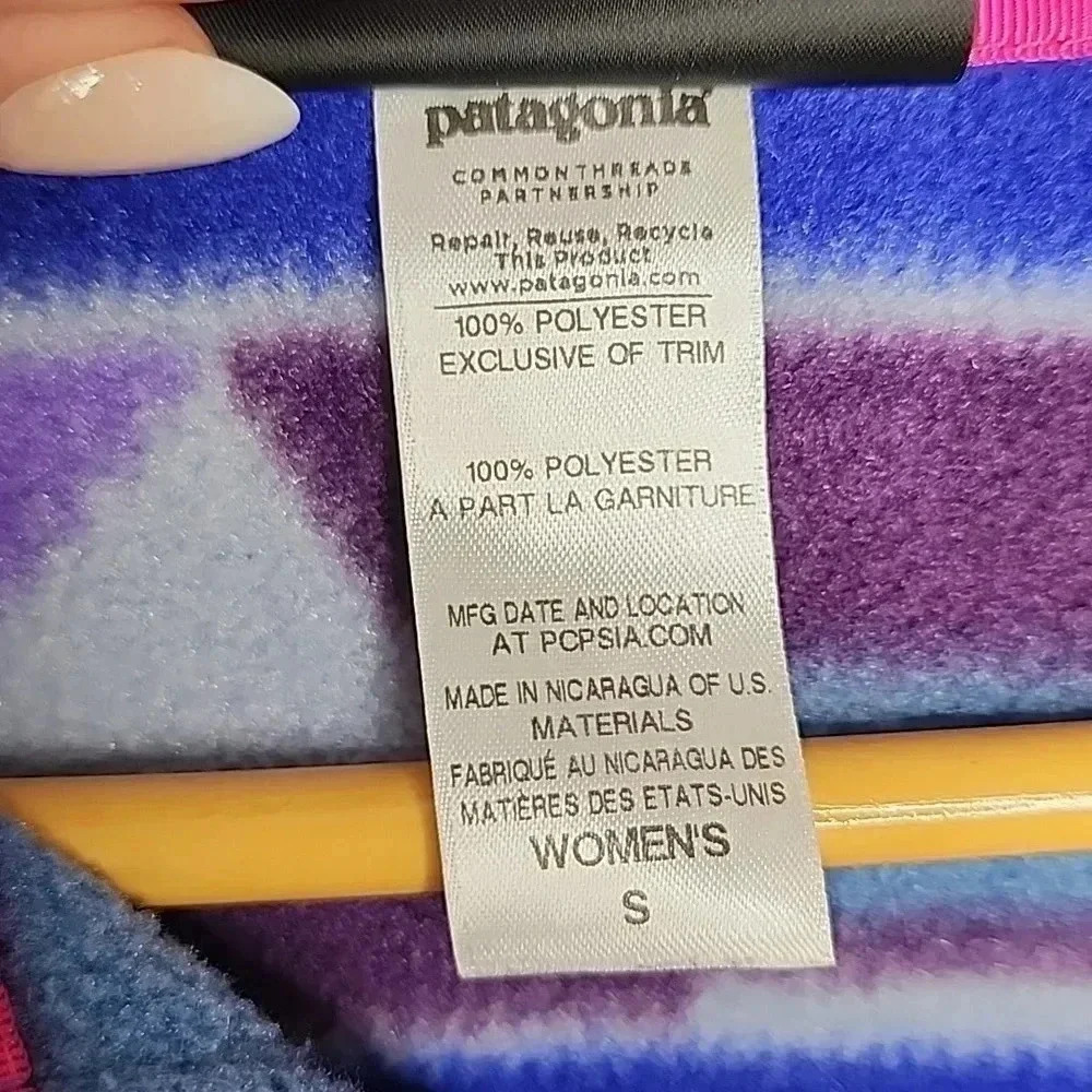 Patagonia Synchilla Guatemalan Tango Blue Purple Aztec Snap-T Pullover Small - Picture 7 of 9